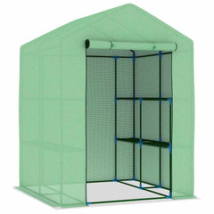 48167 vidaXL Greenhouse with Shelves Steel 143x143x195 cm 3