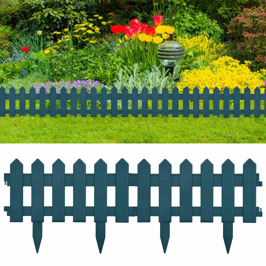 vidaXL Lawn Edgings 25 pcs Green 10 m PP 1