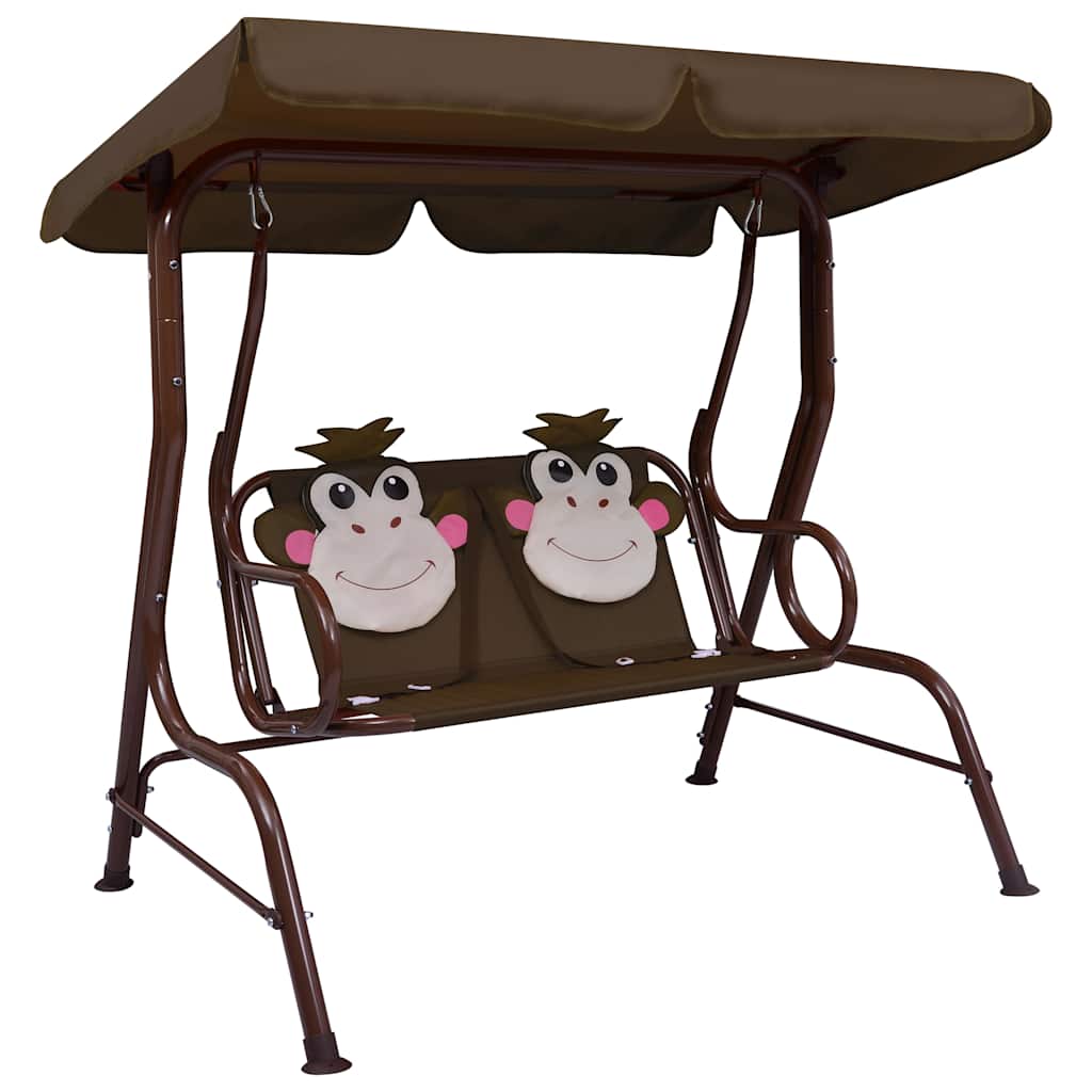 Kids Swing Bench 115x75x110 cm Fabric Brown