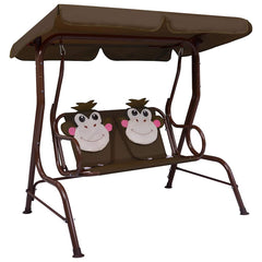 Kids Swing Bench 115x75x110 cm Fabric Brown