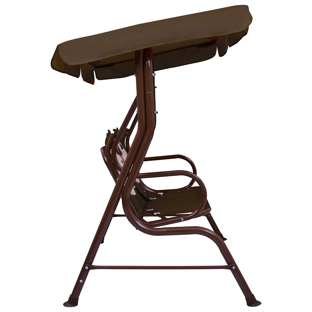 Kids Swing Bench 115x75x110 cm Fabric Brown