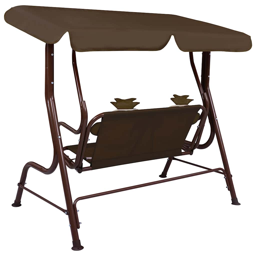 Kids Swing Bench 115x75x110 cm Fabric Brown