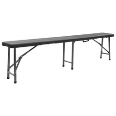 vidaXL Folding Garden Benches 2 pcs 180 cm HDPE Black 2