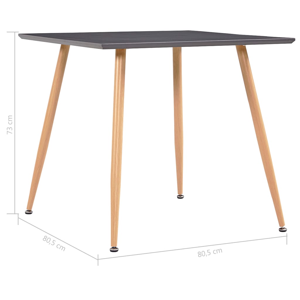 vidaXL Dining Table Grey and Oak 80.5x80.5x73 cm MDF 5