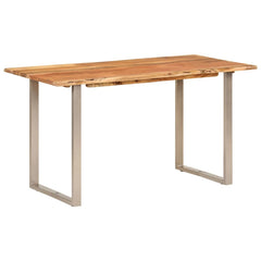vidaXL Dining Table 140x70x76 cm Solid Acacia Wood 2