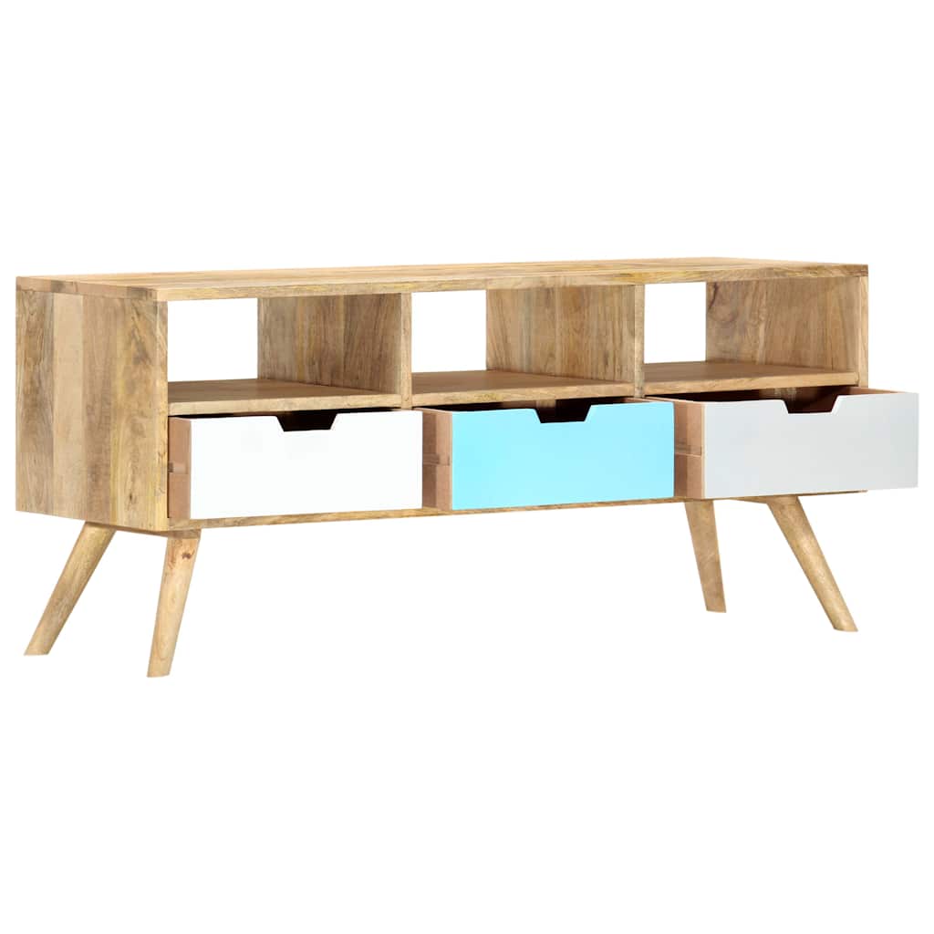vidaXL TV Cabinet | Brown and Multicolour | Solid Mango Wood | 110 cm 2