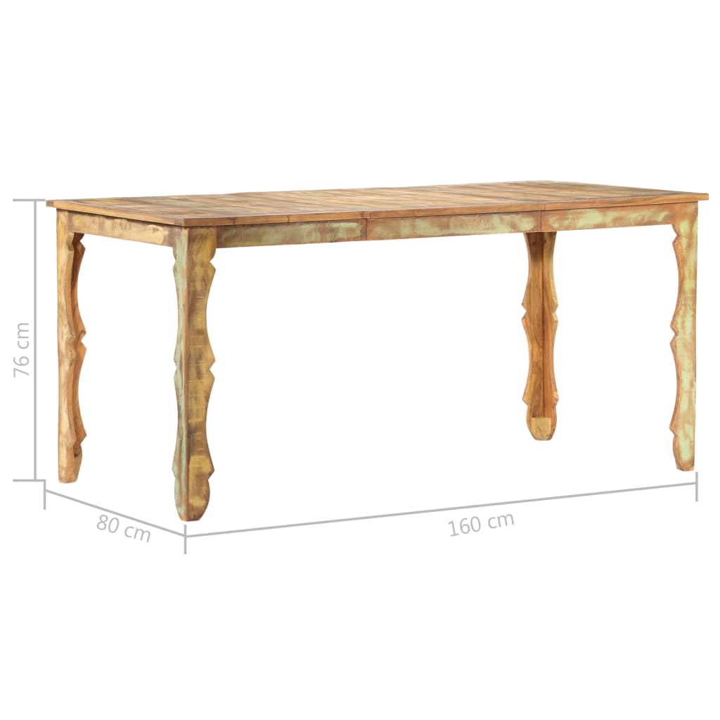 vidaXL Dining Table 160x80x76 cm Solid Reclaimed Wood 4