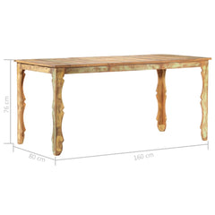vidaXL Dining Table 160x80x76 cm Solid Reclaimed Wood 4