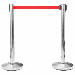 vidaXL Stanchion with Belt Airport Barrier Stainless Steel Silver 2