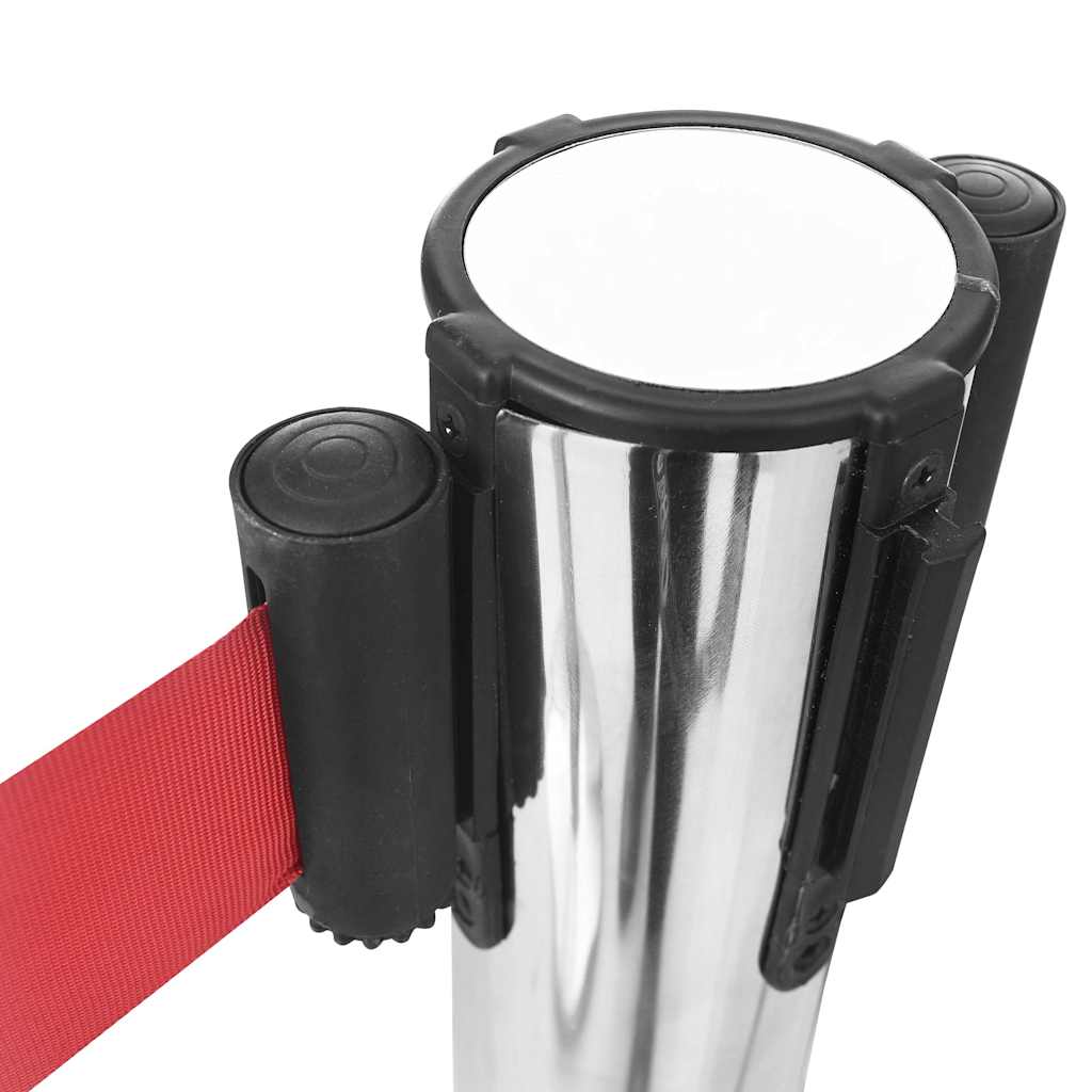 Stanchions with Belts Airport Barrier Silver