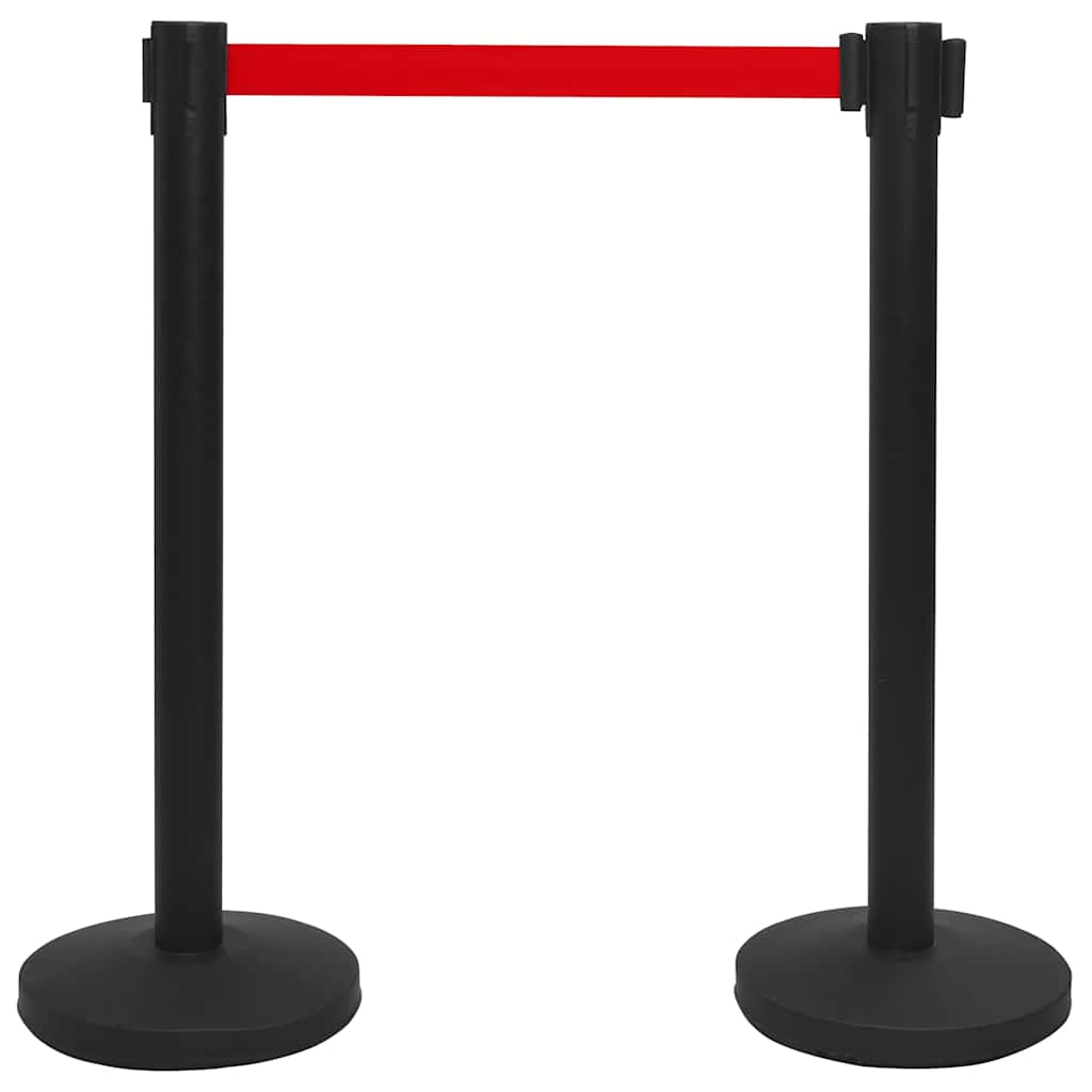 Stanchions with Belts Airport Barrier Black