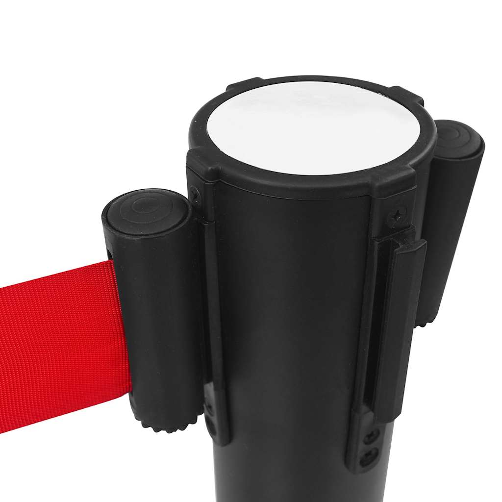 vidaXL Stanchion with Belt Airport Barrier Steel Black 3