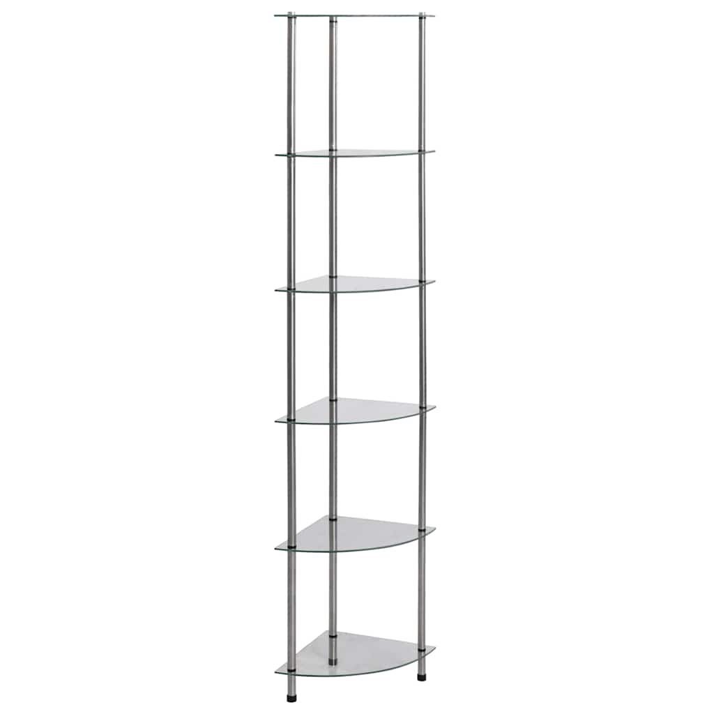 vidaXL 6-Tier Shelf Transparent 30x30x160 cm Tempered Glass 1