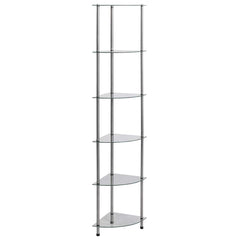vidaXL 6-Tier Shelf Transparent 30x30x160 cm Tempered Glass 1