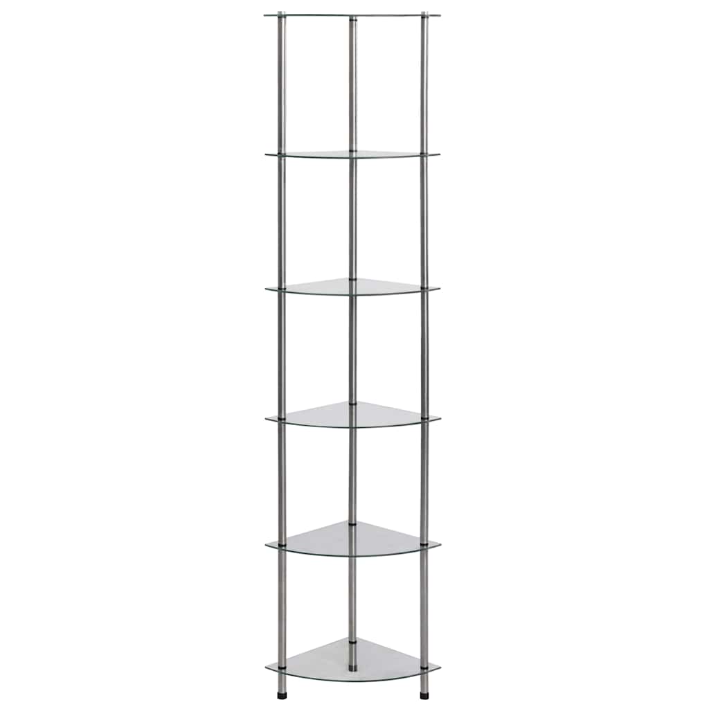 vidaXL 6-Tier Shelf Transparent 30x30x160 cm Tempered Glass 2