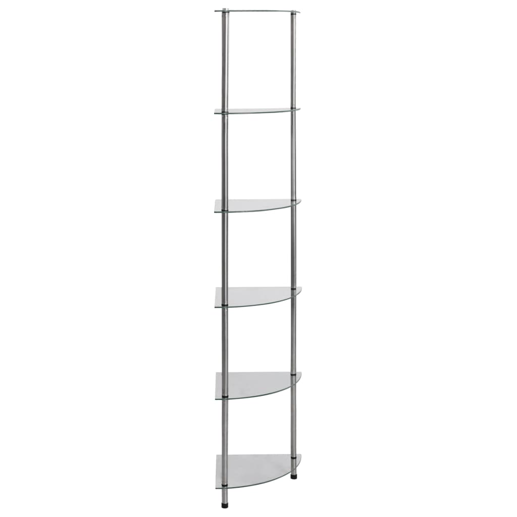 vidaXL 6-Tier Shelf Transparent 30x30x160 cm Tempered Glass 4