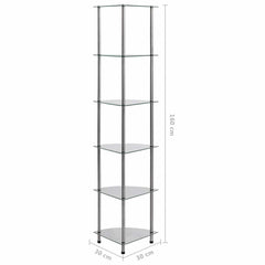 vidaXL 6-Tier Shelf Transparent 30x30x160 cm Tempered Glass 6