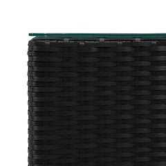 Side Tables with Glass Top Poly Rattan Black