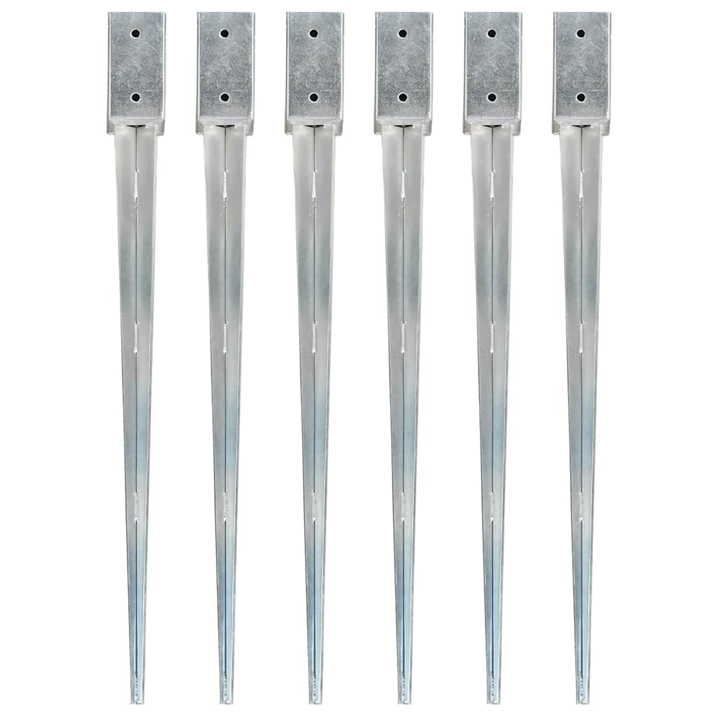 Ground Spikes Silver Galvanised Steel 6 pcs 7 cm 90 cm 7 cm