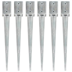 vidaXL Ground Spikes 6 pcs Silver 9x9x75 cm Galvanised Steel 1