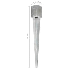 vidaXL Ground Spikes 6 pcs Silver 9x9x75 cm Galvanised Steel 6