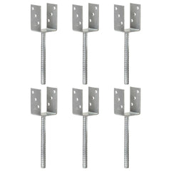 145312 vidaXL Fence Anchors 6 pcs Silver 7x6x30 cm Galvanised Steel 1