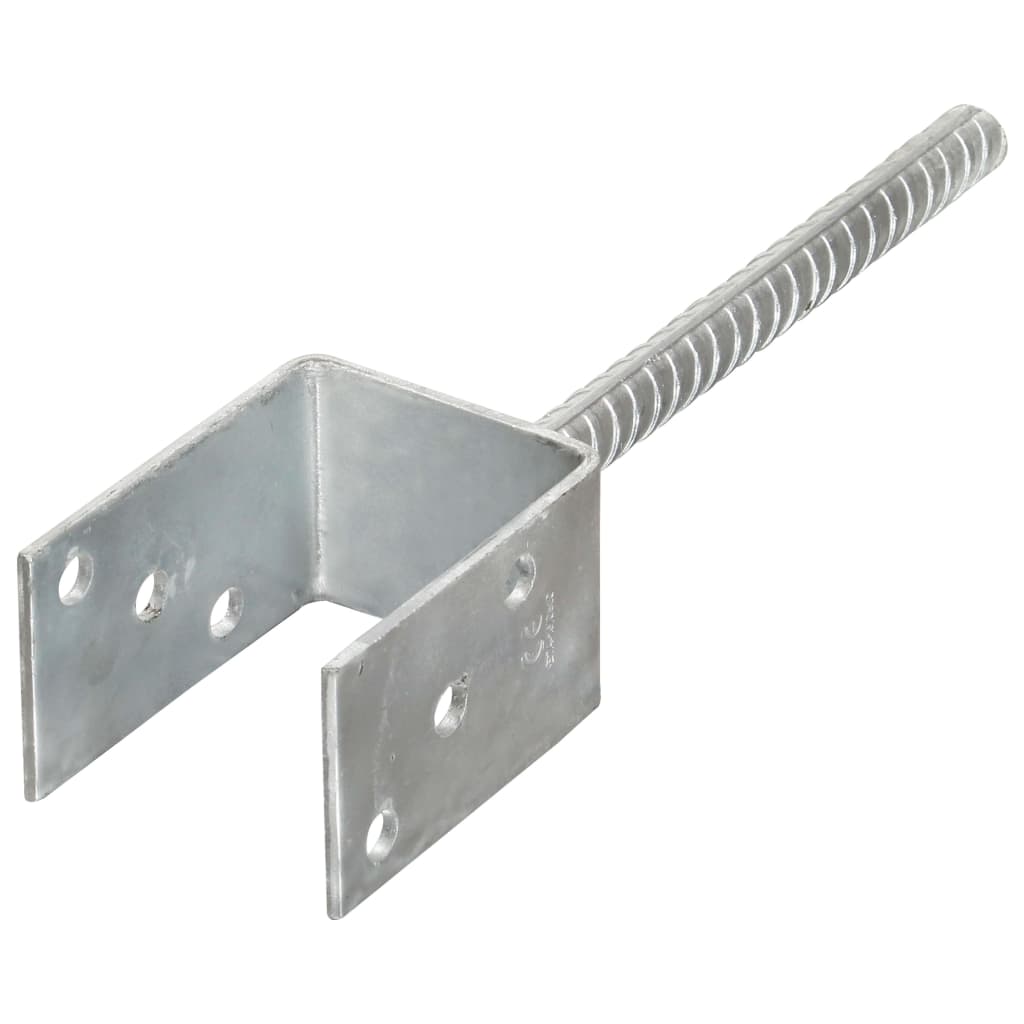 145312 vidaXL Fence Anchors 6 pcs Silver 7x6x30 cm Galvanised Steel 2