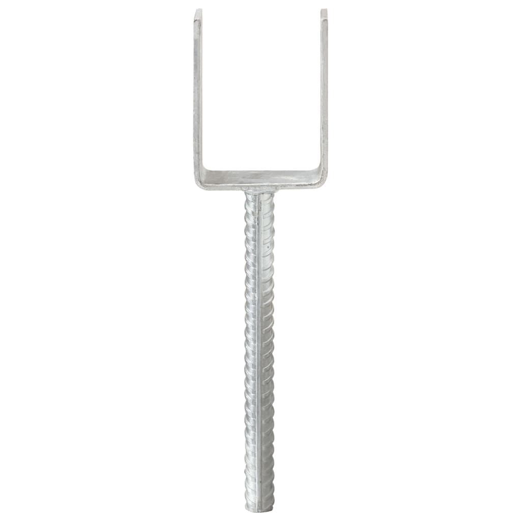 145312 vidaXL Fence Anchors 6 pcs Silver 7x6x30 cm Galvanised Steel 3