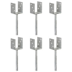 145314 vidaXL Fence Anchors 6 pcs Silver 8x6x30 cm Galvanised Steel 1