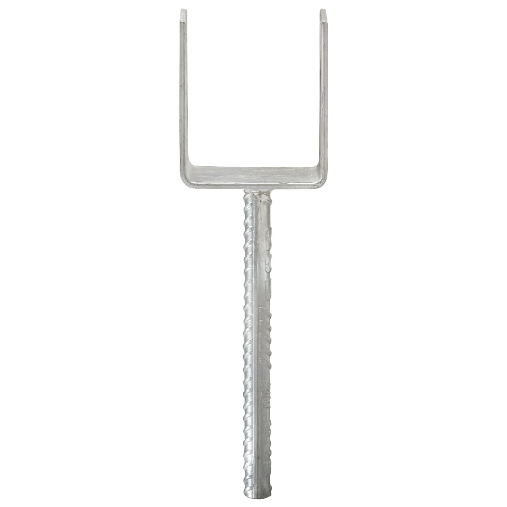 145314 vidaXL Fence Anchors 6 pcs Silver 8x6x30 cm Galvanised Steel 3
