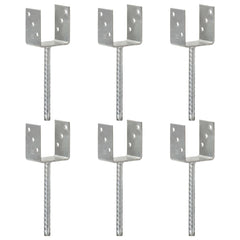 145316 vidaXL Fence Anchors 6 pcs Silver 9x6x30 cm Galvanised Steel 1