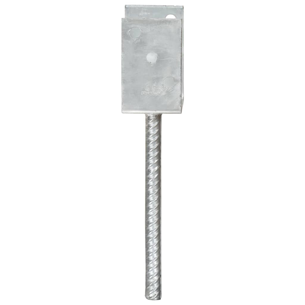 145316 vidaXL Fence Anchors 6 pcs Silver 9x6x30 cm Galvanised Steel 4