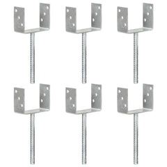 145320 vidaXL Fence Anchors 6 pcs Silver 12x6x30 cm Galvanised Steel 1
