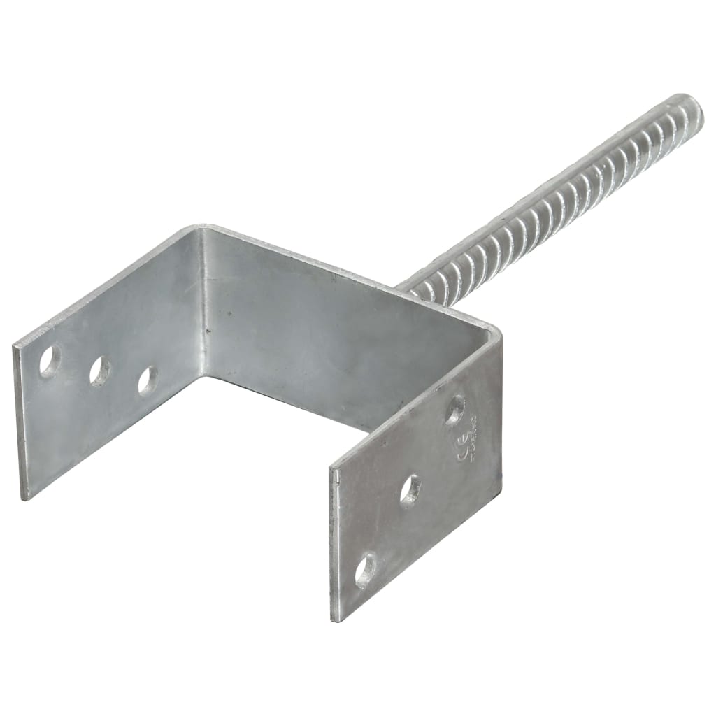 145320 vidaXL Fence Anchors 6 pcs Silver 12x6x30 cm Galvanised Steel 2