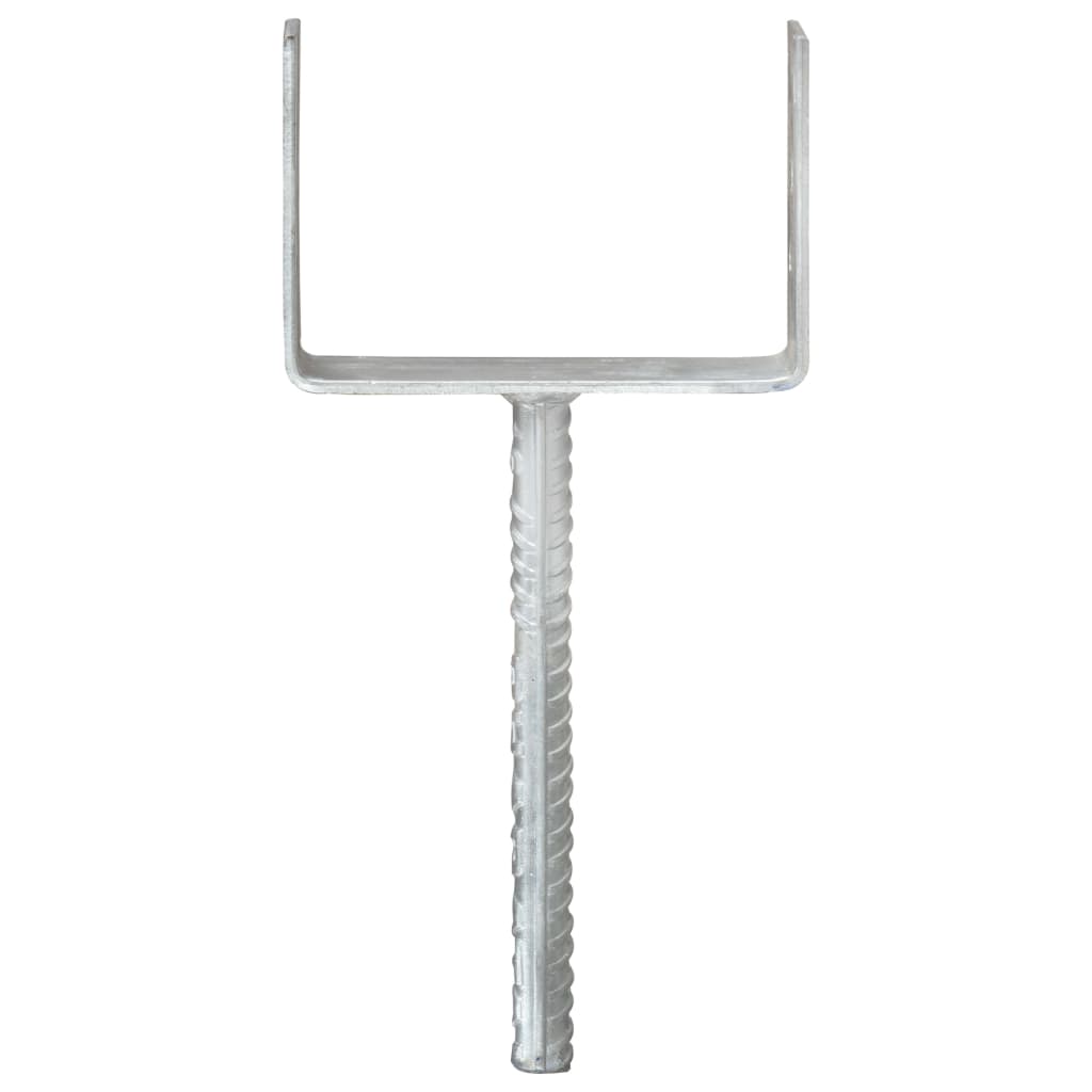 145320 vidaXL Fence Anchors 6 pcs Silver 12x6x30 cm Galvanised Steel 3