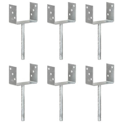 145322 vidaXL Fence Anchors 6 pcs Silver 14x6x30 cm Galvanised Steel 1