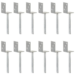 vidaXL Fence Anchors 12 pcs Silver 8x6x30 cm Galvanised Steel 1
