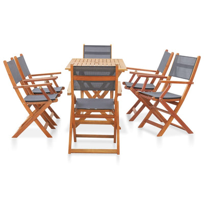 7 Piece Outdoor Dining Set Grey Solid Eucalyptus Wood