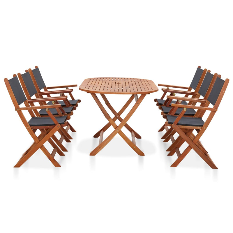 7 Piece Outdoor Dining Set Solid Eucalyptus Wood and Textilene