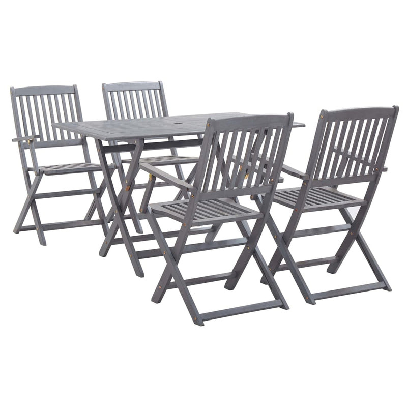 5 Piece Garden Dining Set Solid Acacia Wood Grey