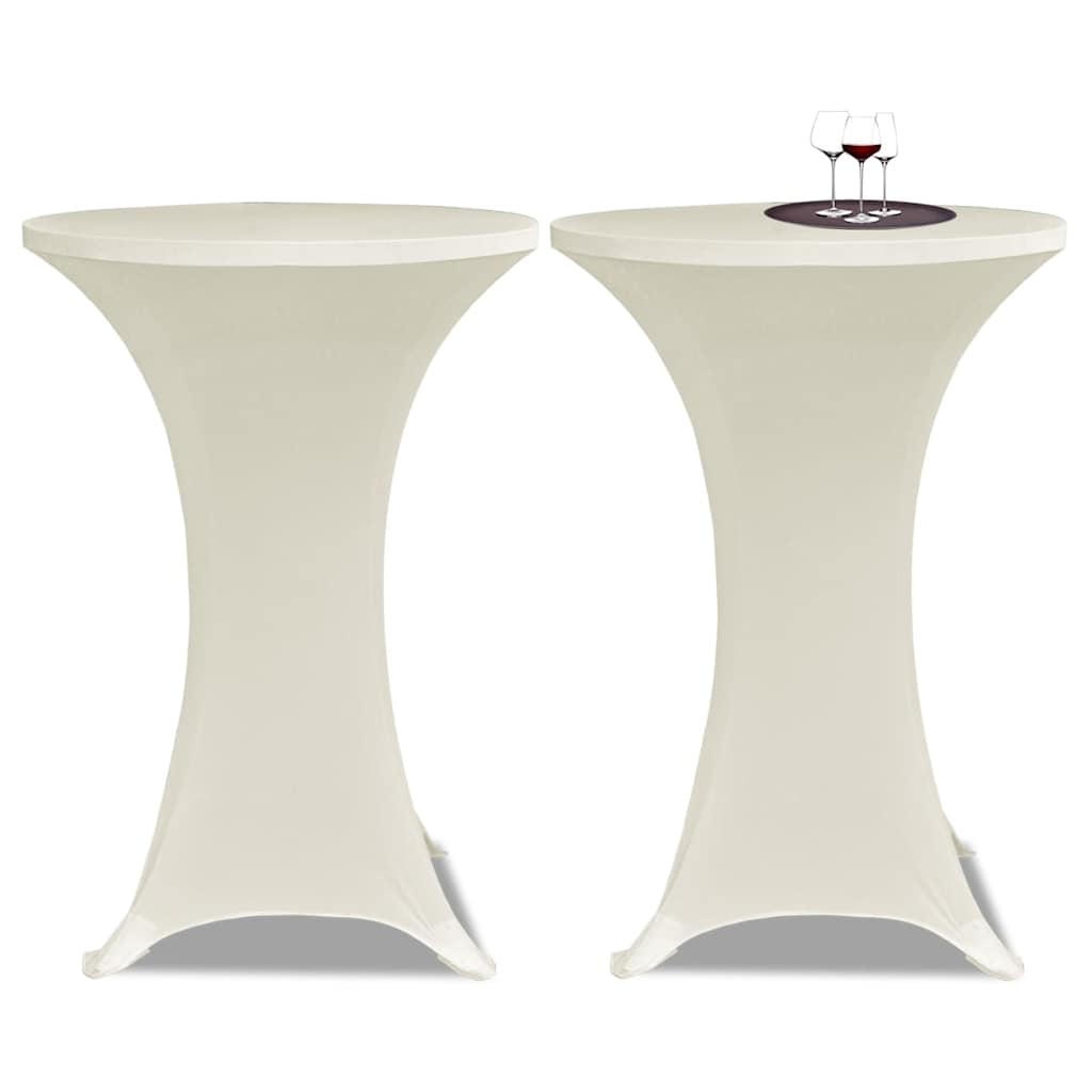 vidaXL Table Cover | Set of 4 | Cream | Polyester: 90%, Elastane: 10% | Ø60 cm 2
