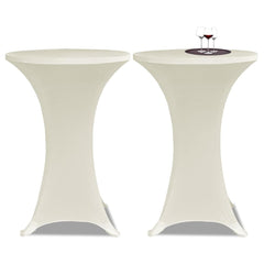 vidaXL Table Cover | Set of 4 | Cream | Polyester: 90%, Elastane: 10% | Ø60 cm 2
