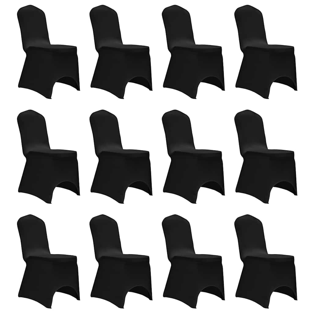 vidaXL Chair Cover | Set of 12 | Black | Polyester 90%, Elastane 10% | Universal 1