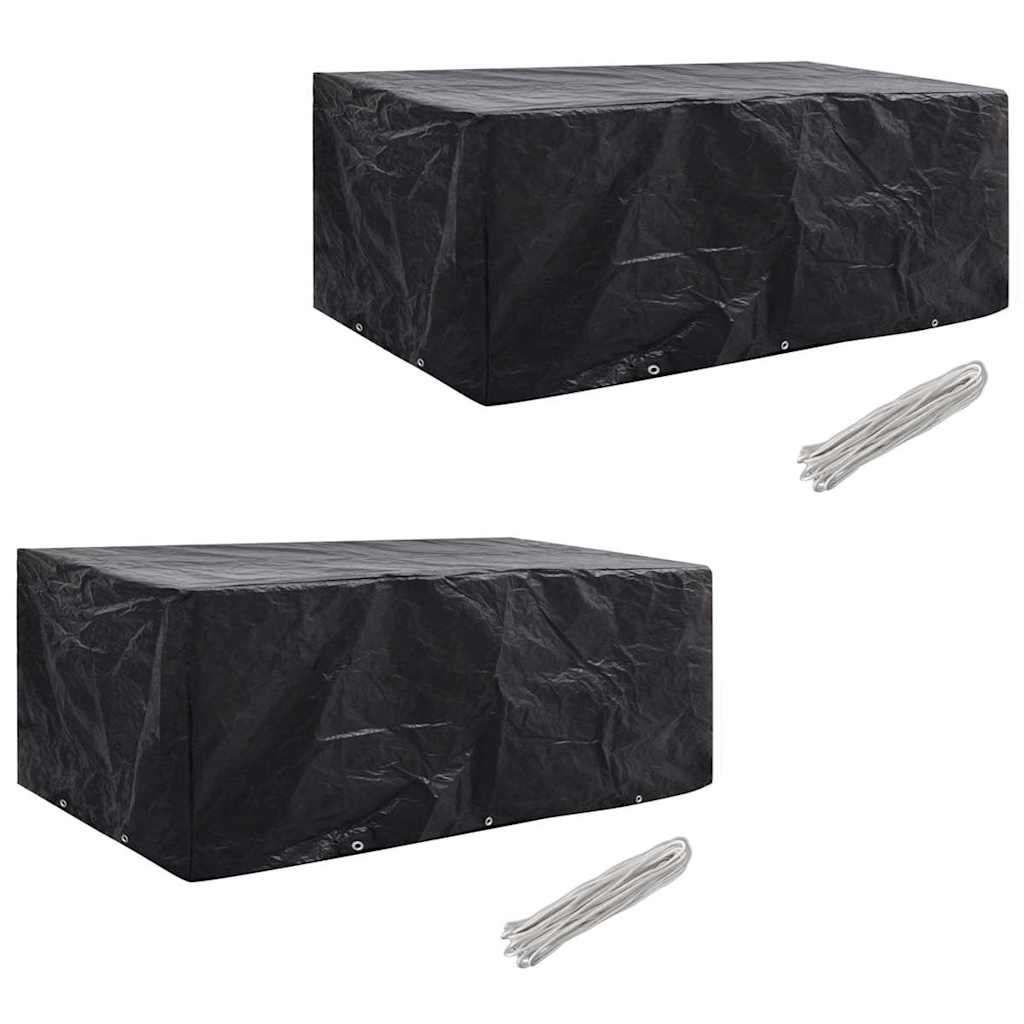 vidaXL Garden Furniture Cover | Set of 2 | Black | Polyethylene | Large 1