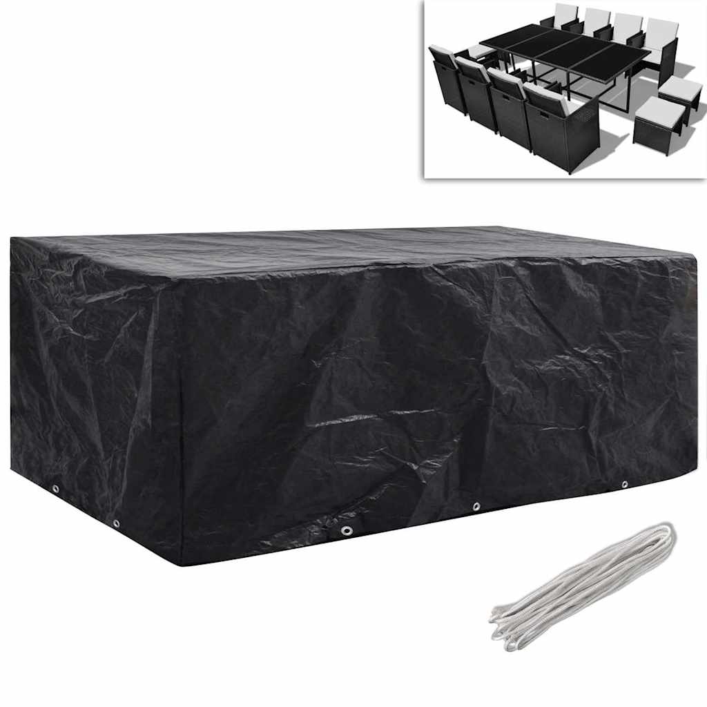 vidaXL Garden Furniture Cover | Set of 2 | Black | Polyethylene | Large 2