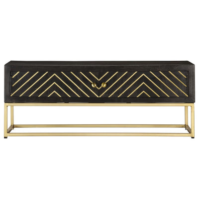 Coffee Table Black and Gold 90x50x35 cm Solid Mango Wood