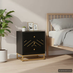 286517 vidaXL Bedside Cabinet Black and Gold 40x30x50 cm Solid Mango Wood 1