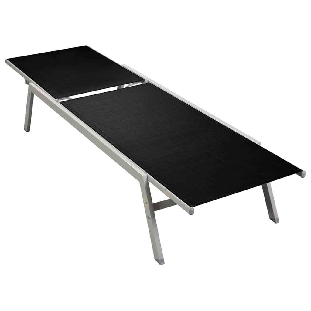 vidaXL Sun Lounger Steel and Textilene Black 1