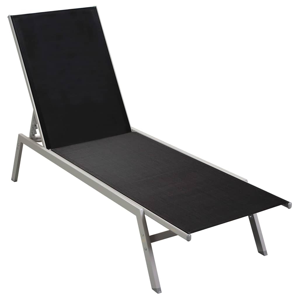 vidaXL Sun Lounger Steel and Textilene Black 3