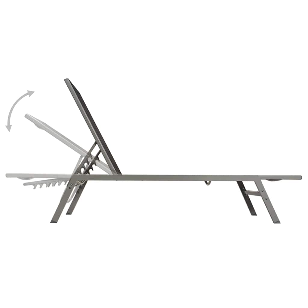 vidaXL Sun Lounger Steel and Textilene Black 5